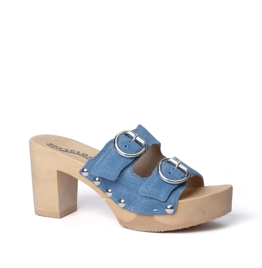 SOFTCLIX Evi Jeanslook Blau (Natur)<Frau Pantoletten