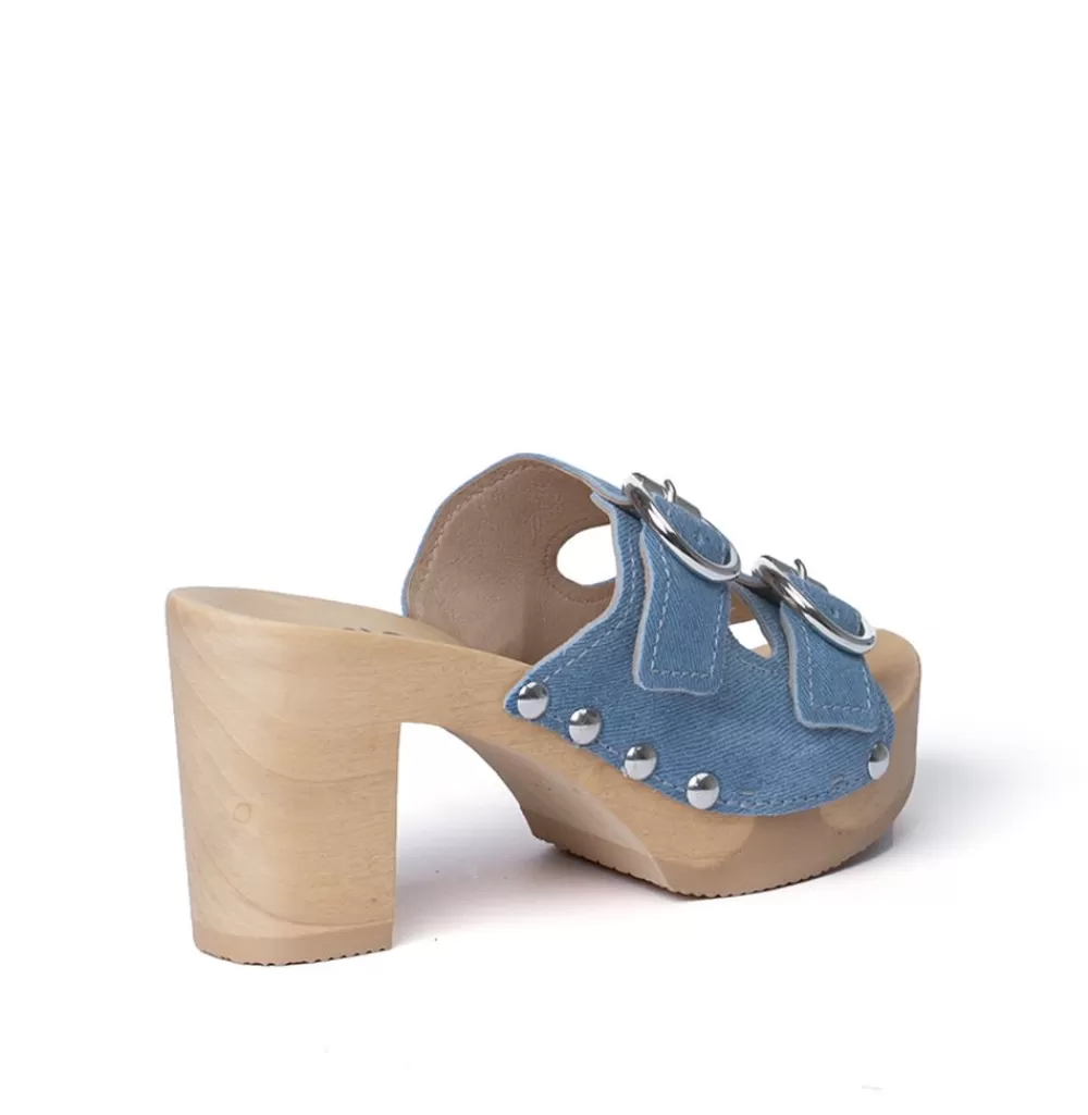 SOFTCLIX Evi Jeanslook Blau (Natur)<Frau Pantoletten