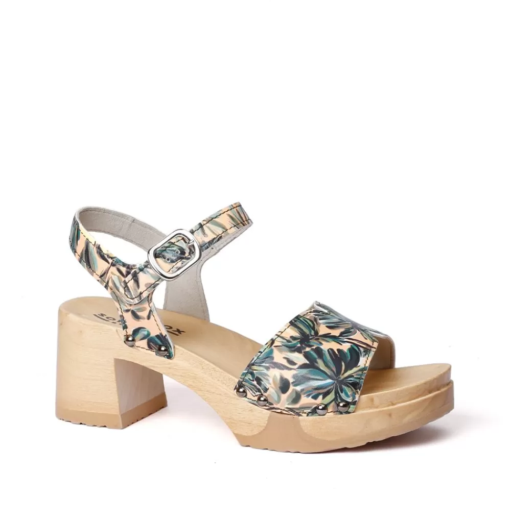 SOFTCLIX Hanny Flower Green (Natur)<Frau Sandaletten