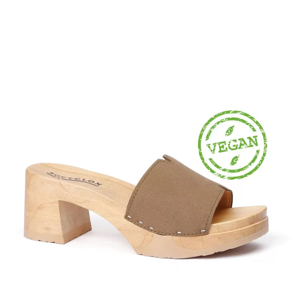 SOFTCLIX Henrietta Vegan Velourseffekt Tabacco (Natur)<Frau Pantoletten