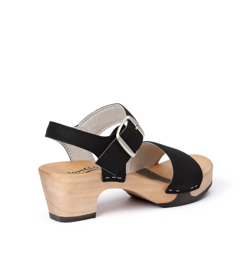 SOFTCLIX Kea Vegan Velourseffekt Schwarz (Hazelnut)<Frau Sandaletten