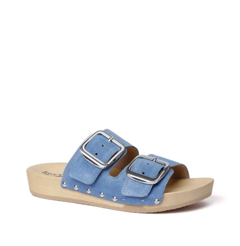 SOFTCLIX Lena Jeanslook Blau (Natur)<Frau Pantoletten