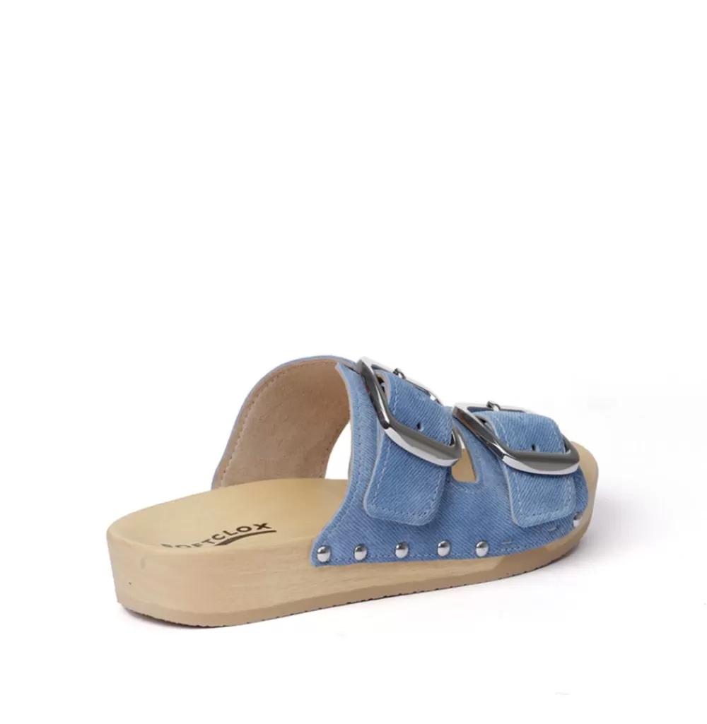 SOFTCLIX Lena Jeanslook Blau (Natur)<Frau Pantoletten